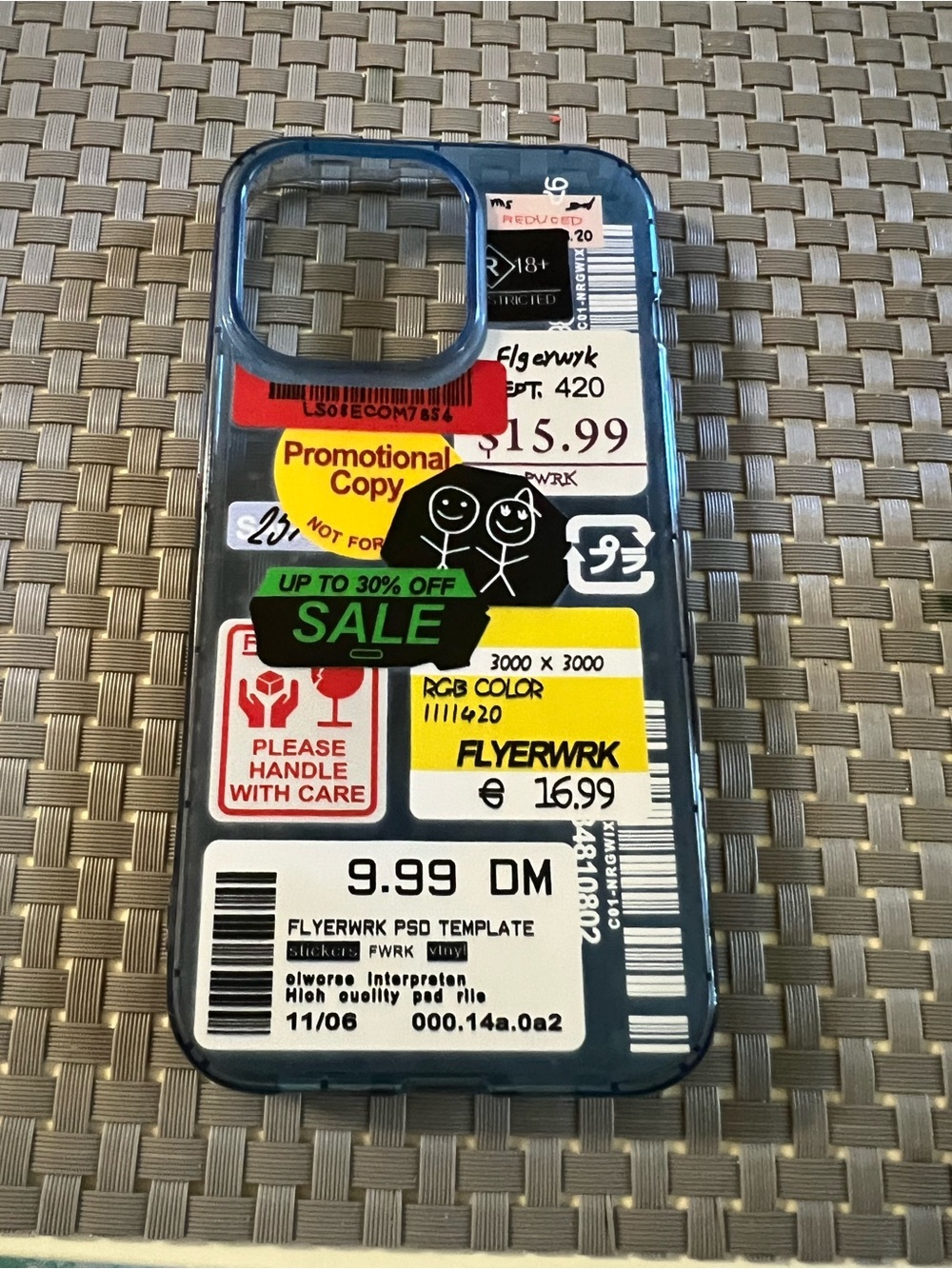 Stylish Sticker Graphic Blue Phone Case - Unbranded